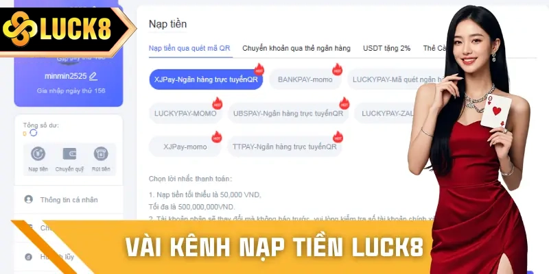 Các hình thức nạp tiền LUCK8 được ưa chuộng hiện nay